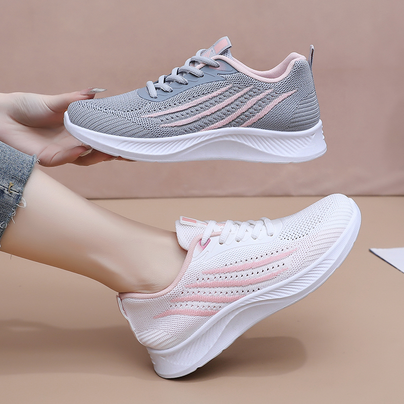 Women Autumn Mesh Casual Sneak - Knit Fabric Lace Up Sneakers 评论和价格